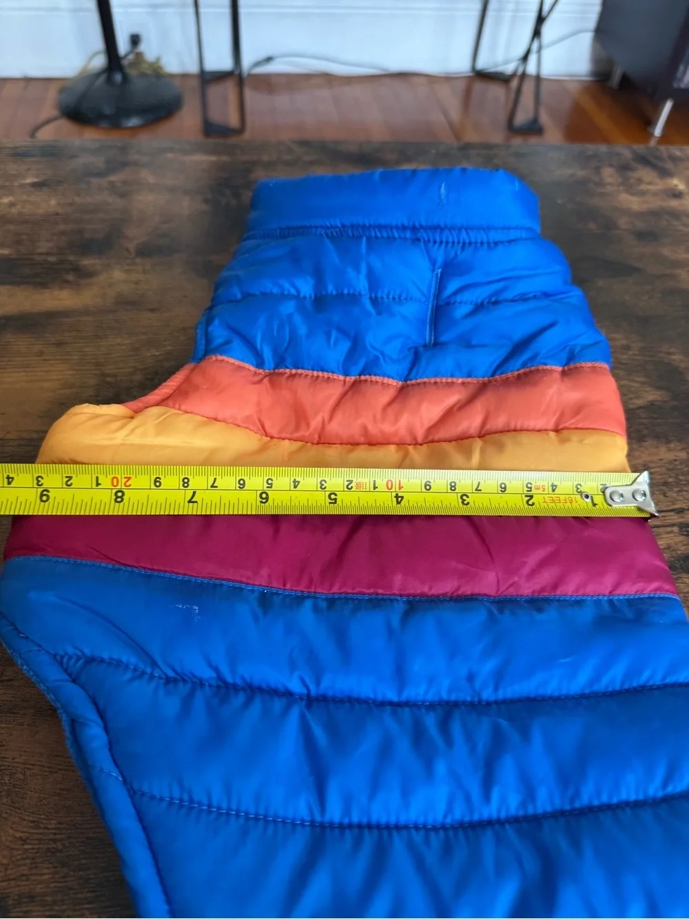 Top Paw dog Colorblock Puffer Vest in Blue, Pink, Yellow, Orange size small